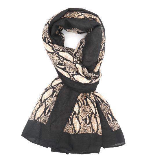Snake Print Scarf - Black