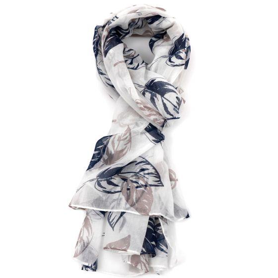 Giant Leaves Print Scarf - White