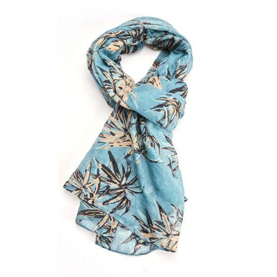 Bamboo Print Scarf - Blue
