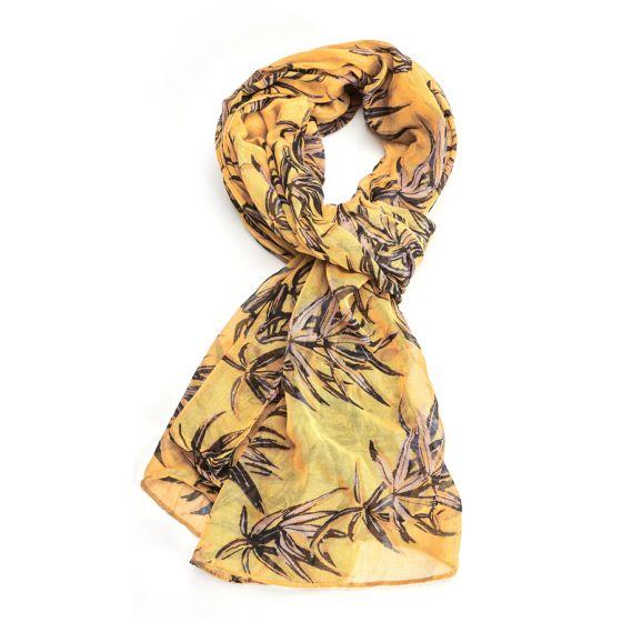 Bamboo Print Scarf - Mustard